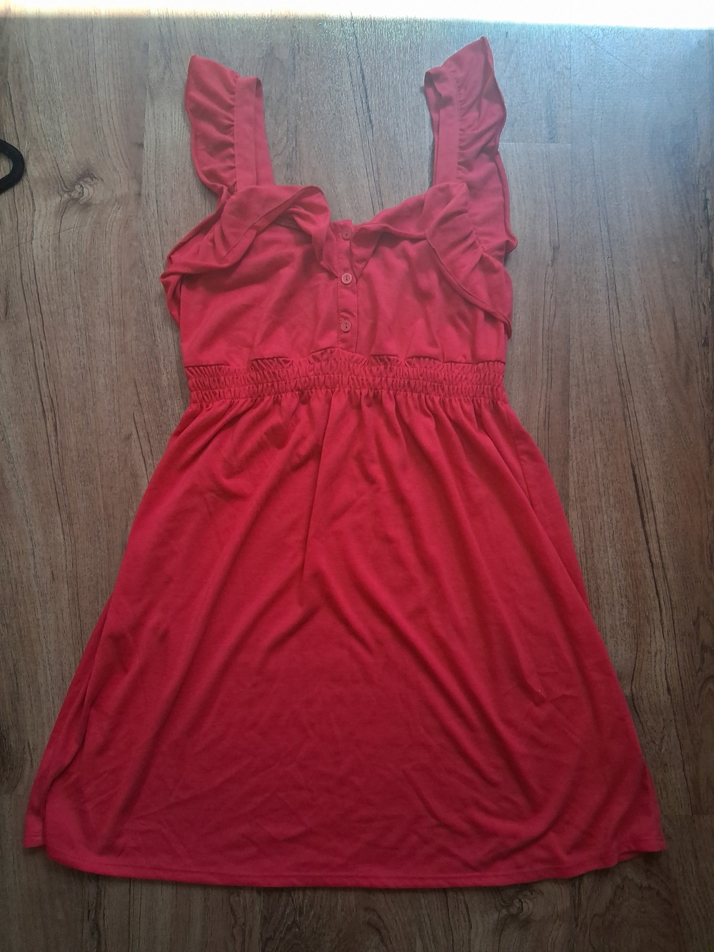 Red Ruffle Strap Sundress - Picture 4 of 8
